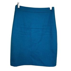 J.Crew No. 2 Pencil Skirt Knee Length Wool Size 0 Teal Blue